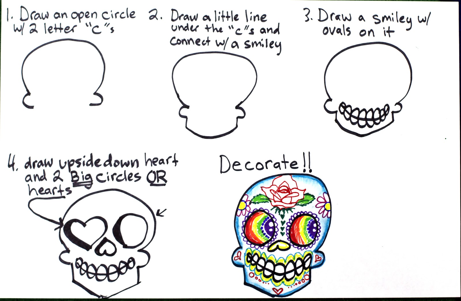 SmART Class Super Simple Step By Step Sugar Skulls Drawing