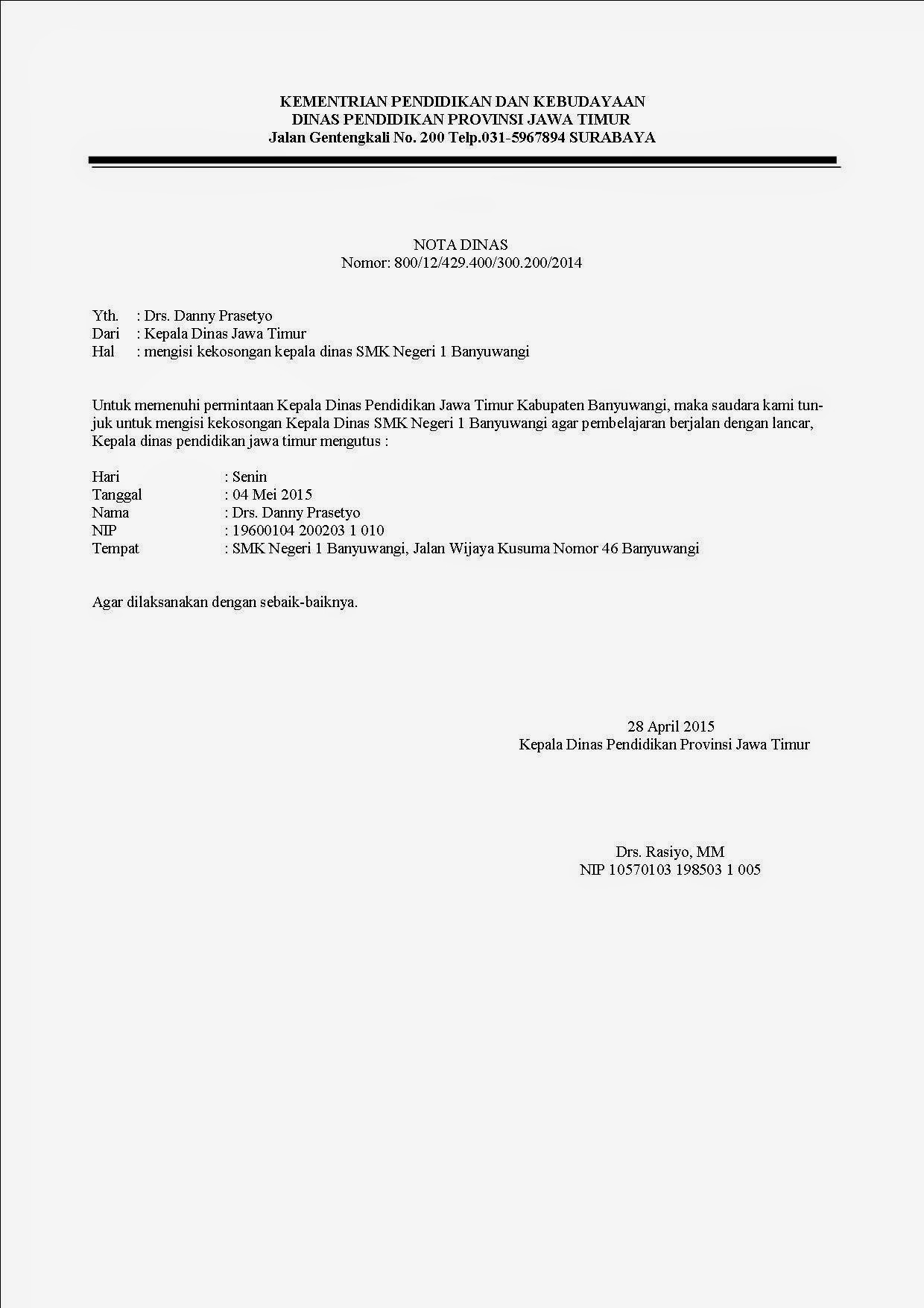 Contoh Surat Memo Dan Nota Dinas - Kumpulan Contoh