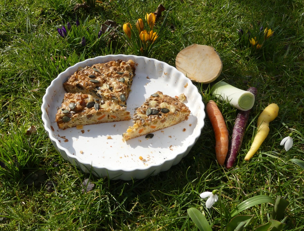 Barbaras Spielwiese: Gemüsekuchen mit Wurzelgemüse und Lauch