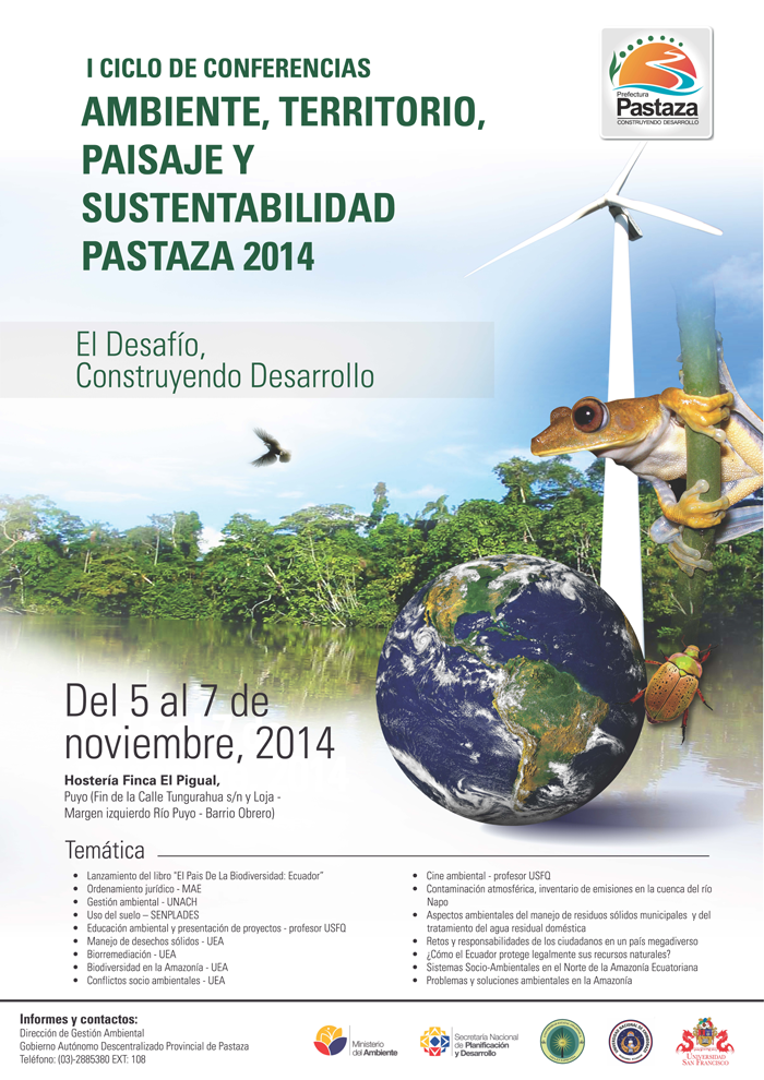Profesores del COCIBA-USFQ y Politécnico-USFQ participan en I ciclo de conferencias "Ambiente, Territorio, Paisaje y Sustentabilidad Pastaza 2014"