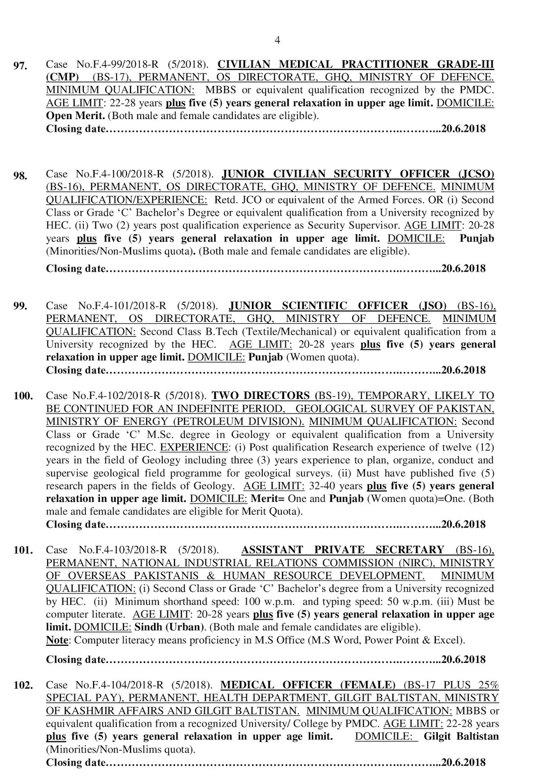 FPSC Jobs Federal Public Service Commission