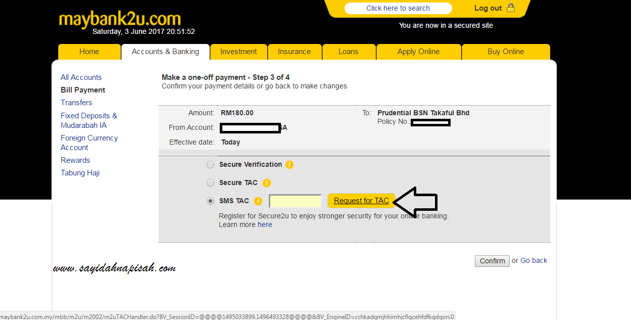 Bayar Insurans Takaful Prudential BSN secara Online thru maybank2u Bayar Insurans Takaful Prudential BSN secara Online thru maybank2u