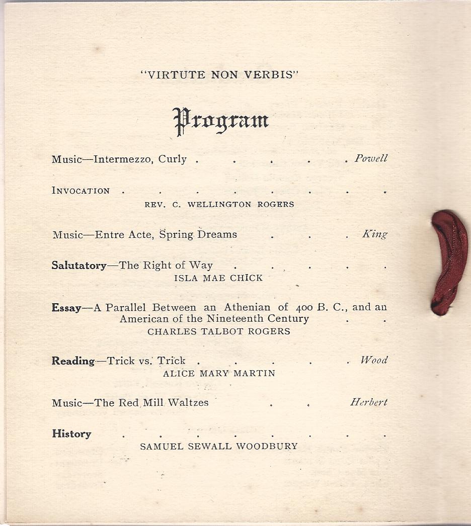 Heirlooms Reunited: 1909 Graduation Exercises of New Gloucester High