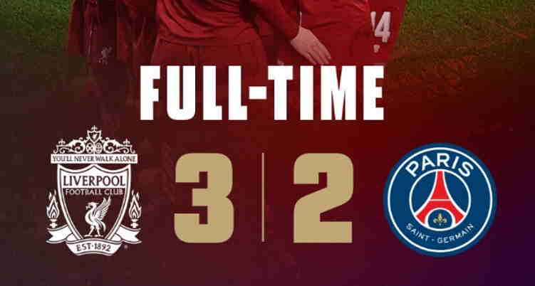 Hasil Liverpool vs Paris Saint Germain Skor Akhir 3-2 Hasil Liverpool vs Paris Saint Germain Skor Akhir 3-2