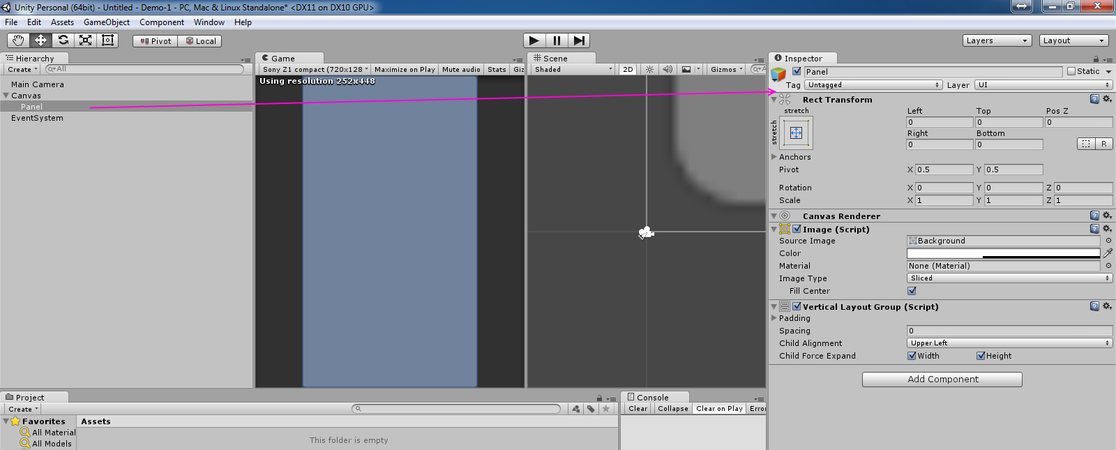 vertical layout
