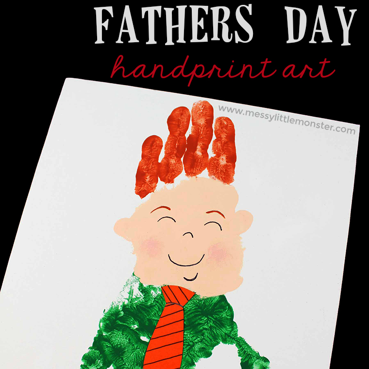 Father's Day handprint art for dad. A fun handprint idea for toddlers and preschoolers that looks like dad! An easy Father's Day craft for kids