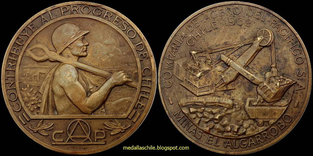Medalla Mina El Algarrobo CAP acero hierro Huasco