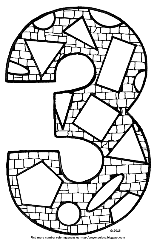 Mosaic Numbers Three Crayon Palace