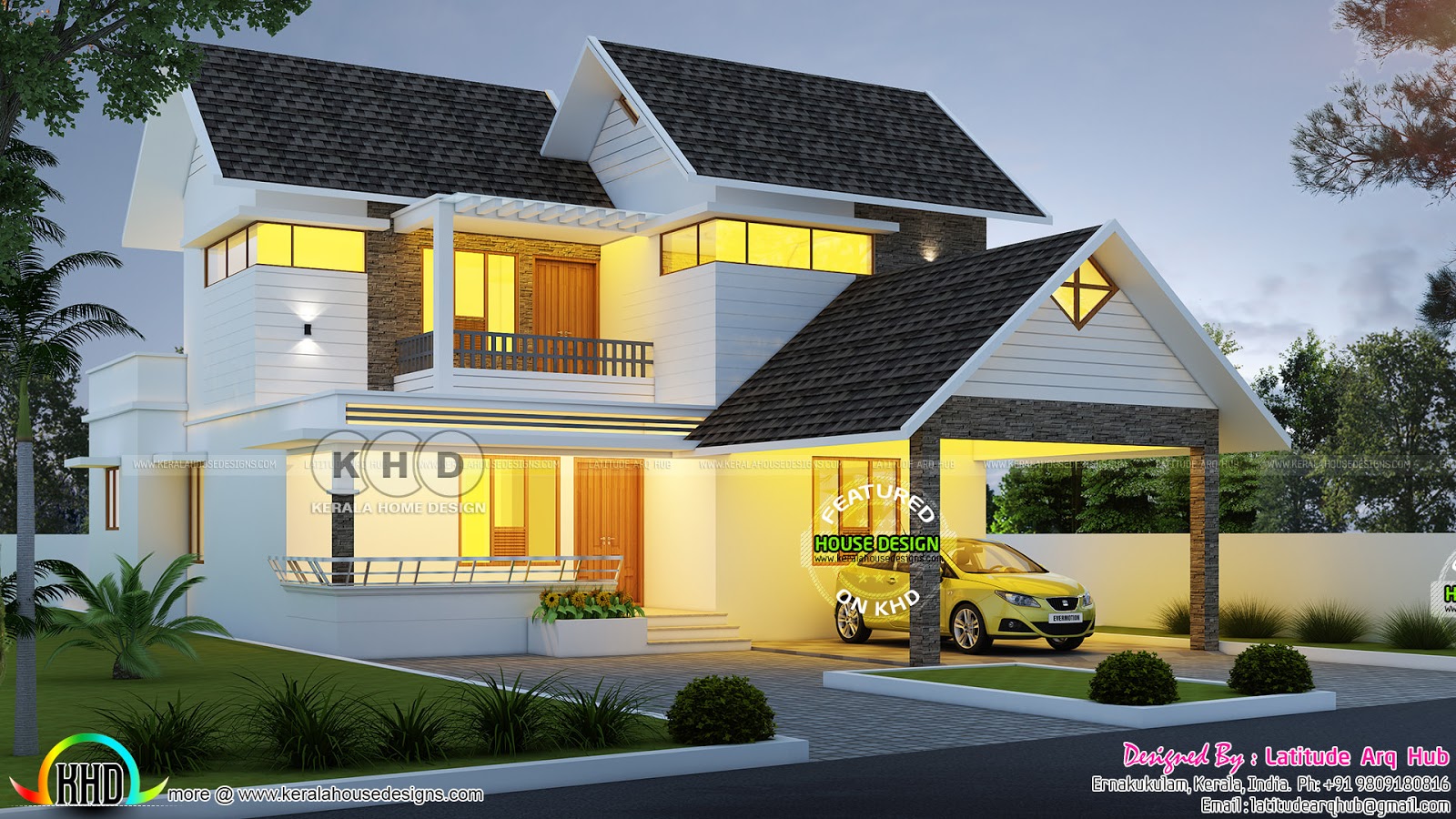 Superb 3 Bedroom Modern Double Storied House Plan Kerala