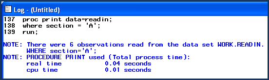 WHERE statement in log