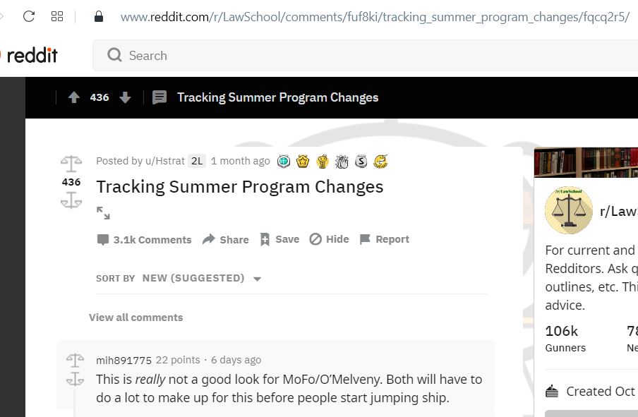O'Melveny & Myers's lack of ethics Law students complain that O