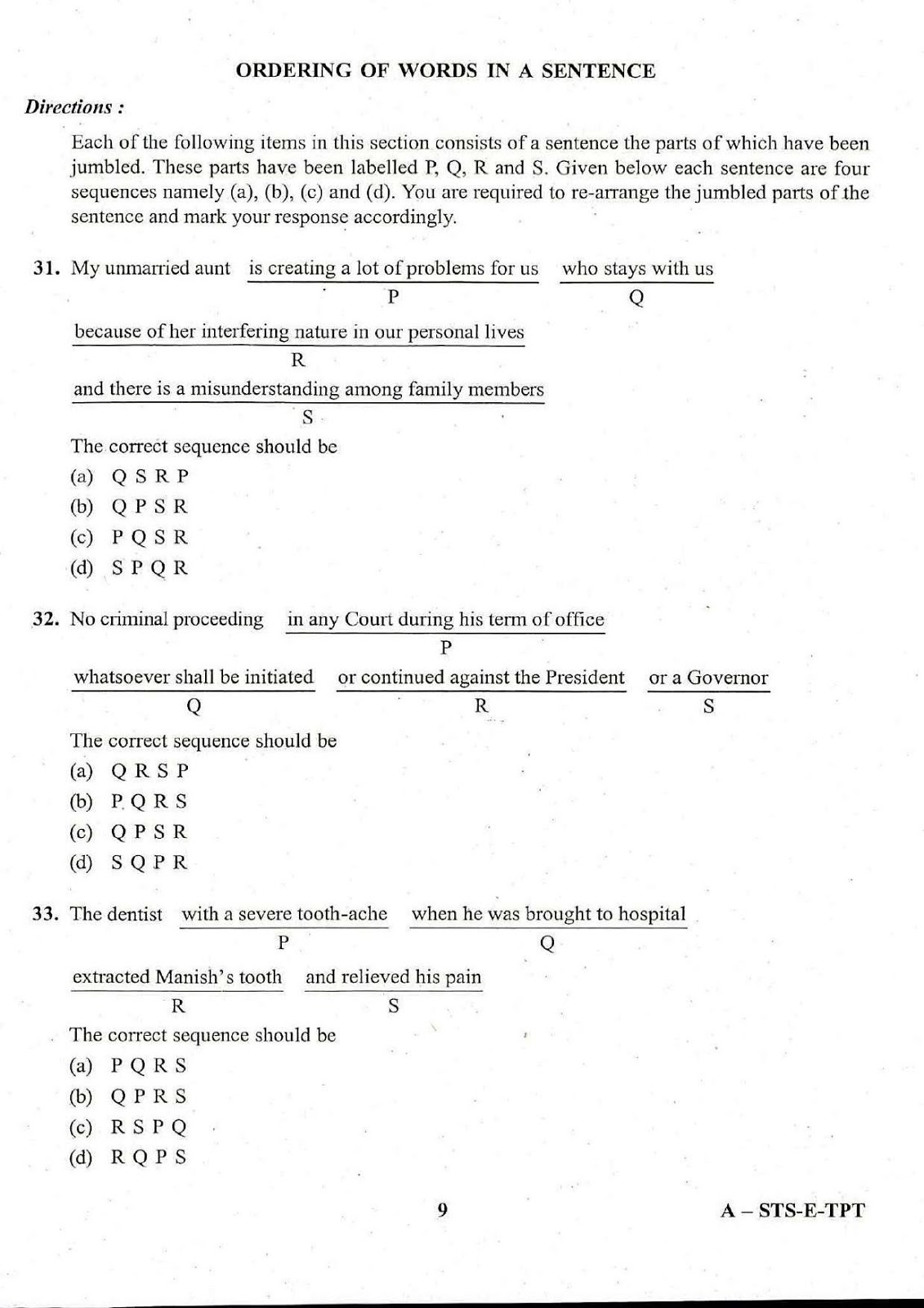UPSC CDS II 2017 Entrance Exam English question paper UPSC CDS II 2017 English question paper