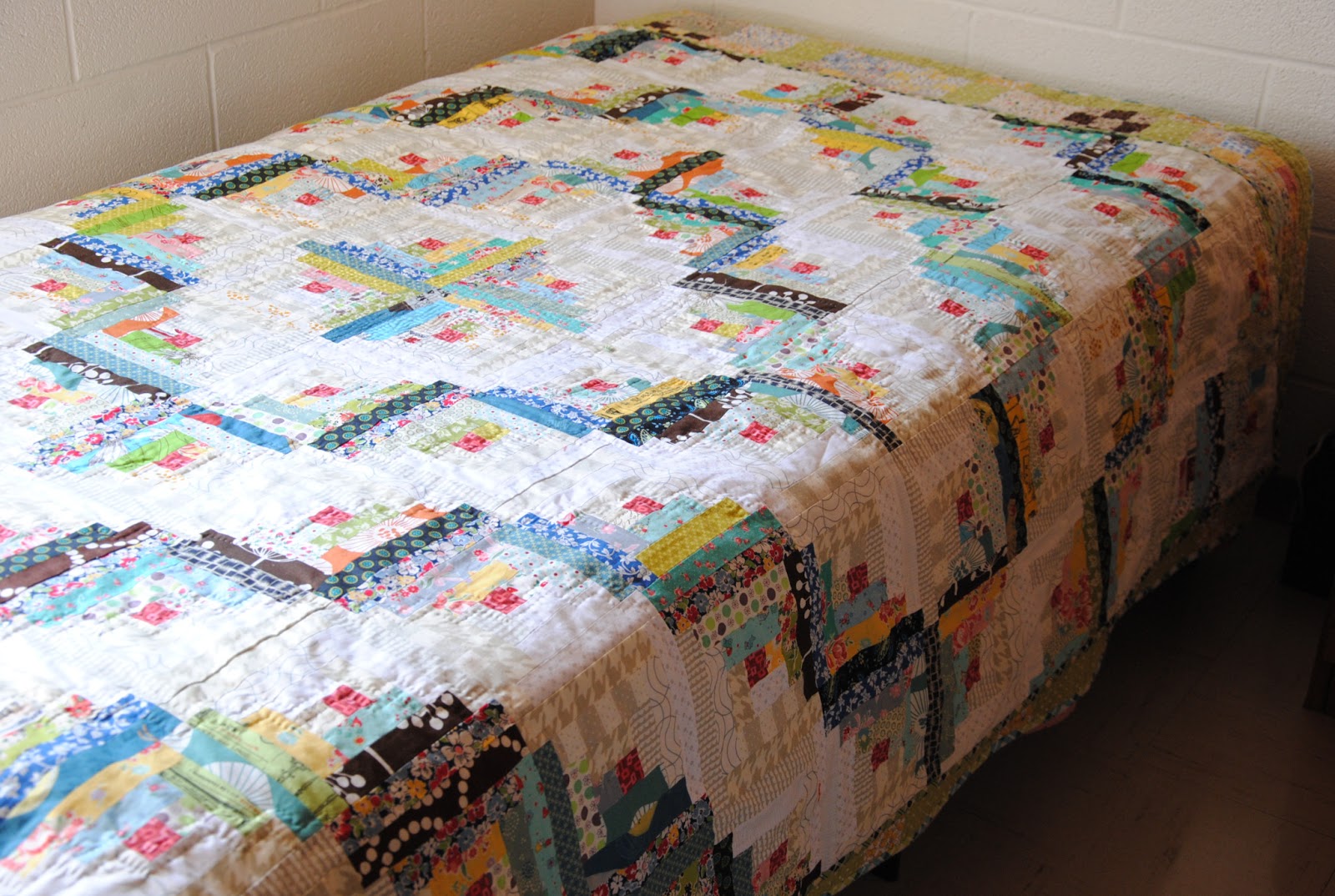 1/4" mark A birthday quilt log cabin quilt final step