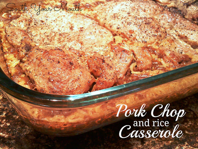 Pork Chop Casserole - An easy pork chop bake made with rice and French onion soup.