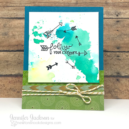 Dream Themed Watercolor Cards by Jennifer Jackson | Adventure Awaits Stamp set by Newton's Nook Designs #newtonsnook