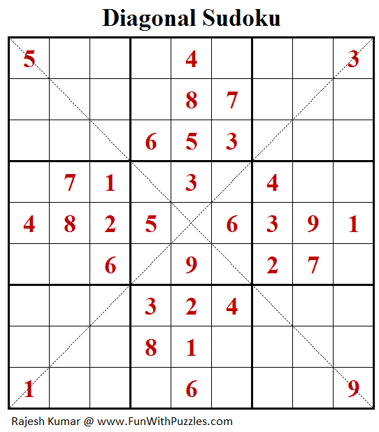 Diagonal Sudoku (Fun With Sudoku #242)