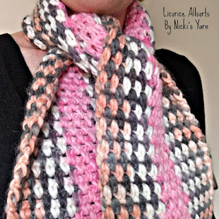Licorice Allsorts Crochet Scarf - Free Pattern Planned Colour Pooling - Free Crochet Scarf Pattern