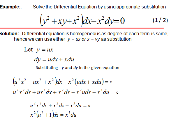 Method for solving homogenous differential equation