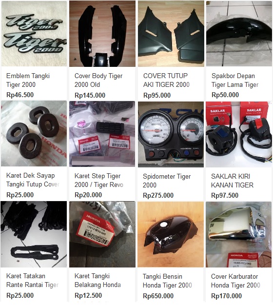 Daftar Harga Spare Part Honda Tiger 2000 Lama 1993 2002 Dan New Super Cruiser 2002 2006