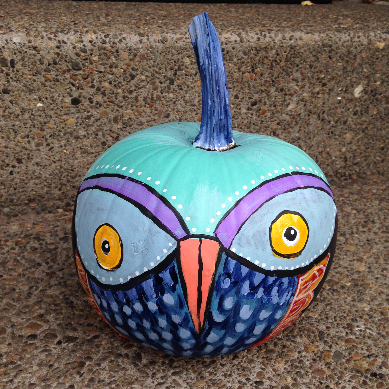 Made by Nicole Painted Owl Pumpkin