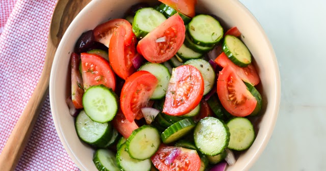 Tomato Cucumber and Olive Salad | Serena Bakes Simply From Scratch