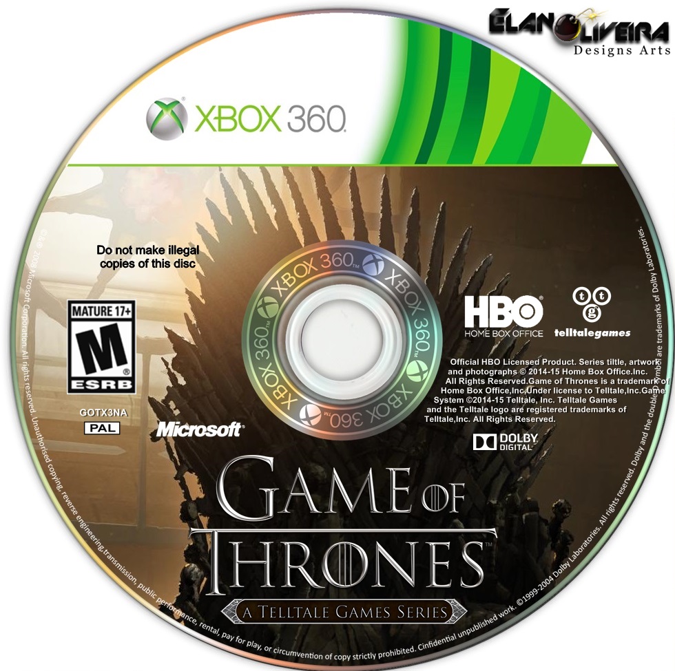 Game of Thrones A Telltale Games Series (Cover 2015) Capa Xbox 360