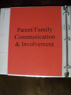parent & family communication and involvement tab - this shows that I keep everything informed