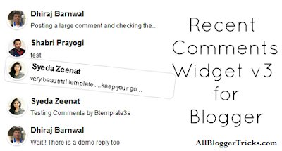 Recent Comments Widget v3 for Blogger