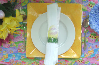 Egg-shaped napkin ring around napkin