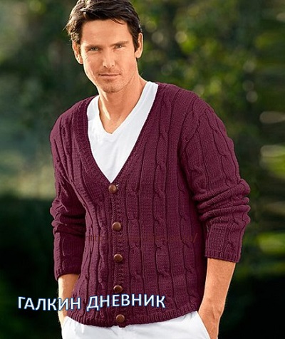 Стильный джемпер спицами Связанный спицами мужской джемпер