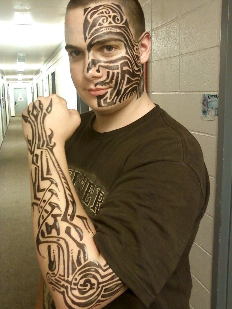 Awesome Tribal Chest And Sleeve Tattoo Fresh Tattoo Ideas