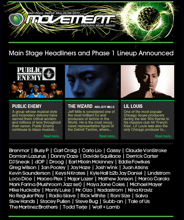 MOTORCITYBLOG MOVEMENT Detroit Electronic Music Festival Phase 1 Lineup Announced!