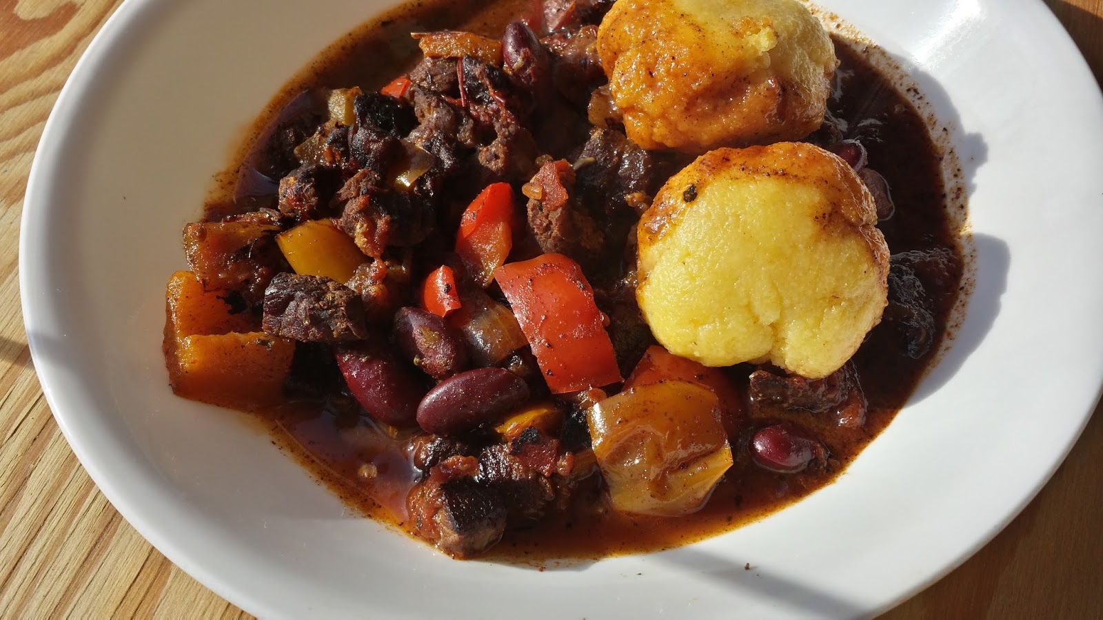 Chunky Chili With Corn Dumplings Preesi Food Whore