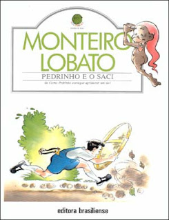 Pedrinho e o saci Pedrinho e o saci. Monteiro Lobato. Editora Brasiliense. Coleção Rocambole. Adaptação. Moacir Rodrigues. O saci. Capas de Livros. Book Cover. 1991.
