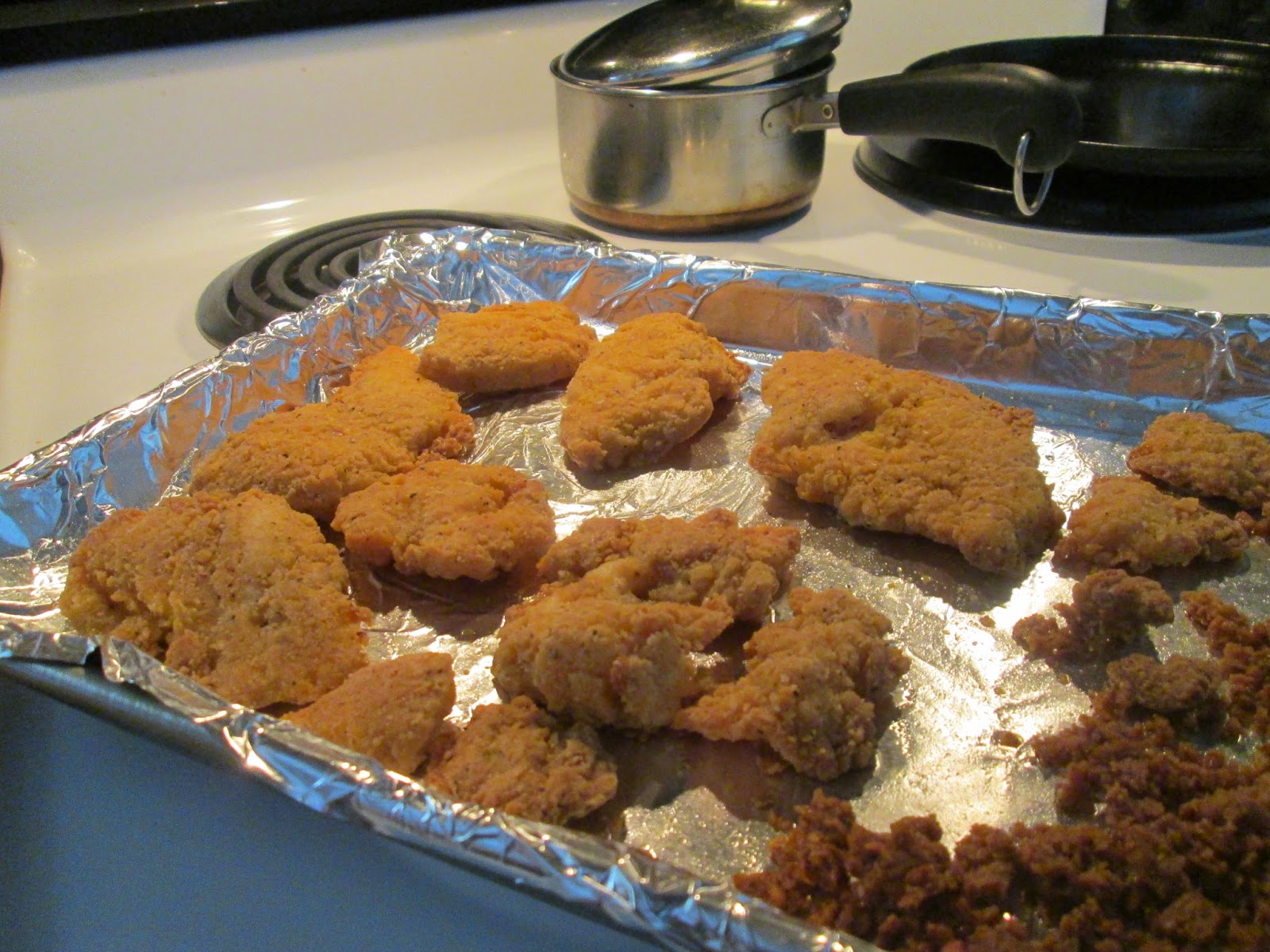 Diab2Cook Baked Chicken Breast Strips w/ Mashed Potatoes and Cut Green