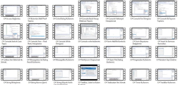 C# Dersleri Eğitim Videoları - Videolu Eğitim Seti İndir (29 Video - Derleme Başlangıç Seviye) C# Dersleri Eğitim Videoları - Videolu Eğitim Seti İndir (29 Video - Derleme Başlangıç Seviye)