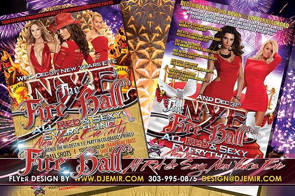 NYE Fireball All Red Attire New Years Eve Party Flyer Design NYE Fireball All Red Attire New Years Eve Party Flyer Design