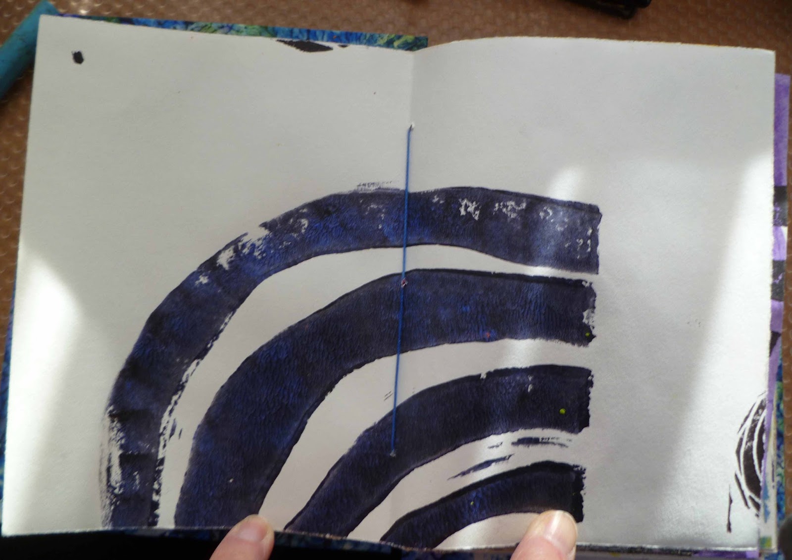 sew sew art Technique 8 watercolor over oil pastel "resist"