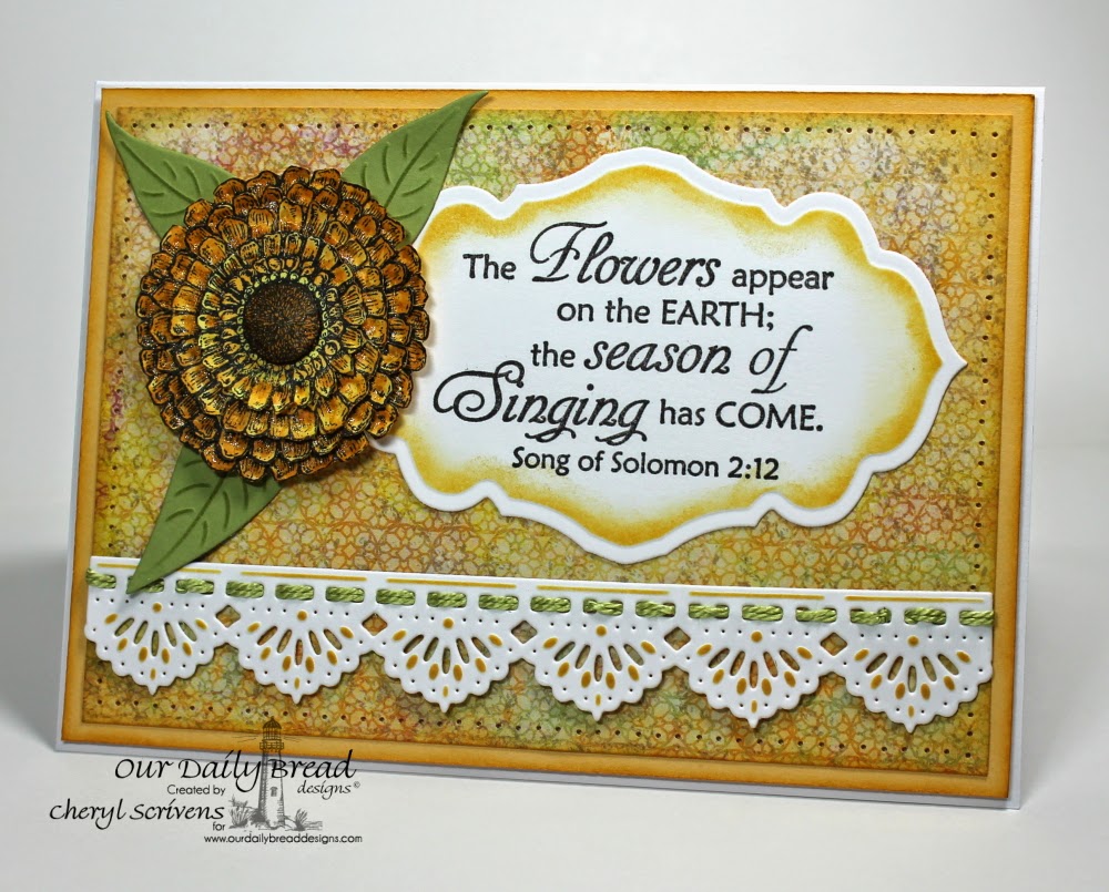 Our Daily Bread Designs, ODBDSLC200, Zinnia, The Lord Is Risen, Zinnia & Leaves Dies, Beautiful Borders Dies, ODBD Blooming Garden Collection Paper Pad, CherylQuilts, Designed by Cheryl Scrivens