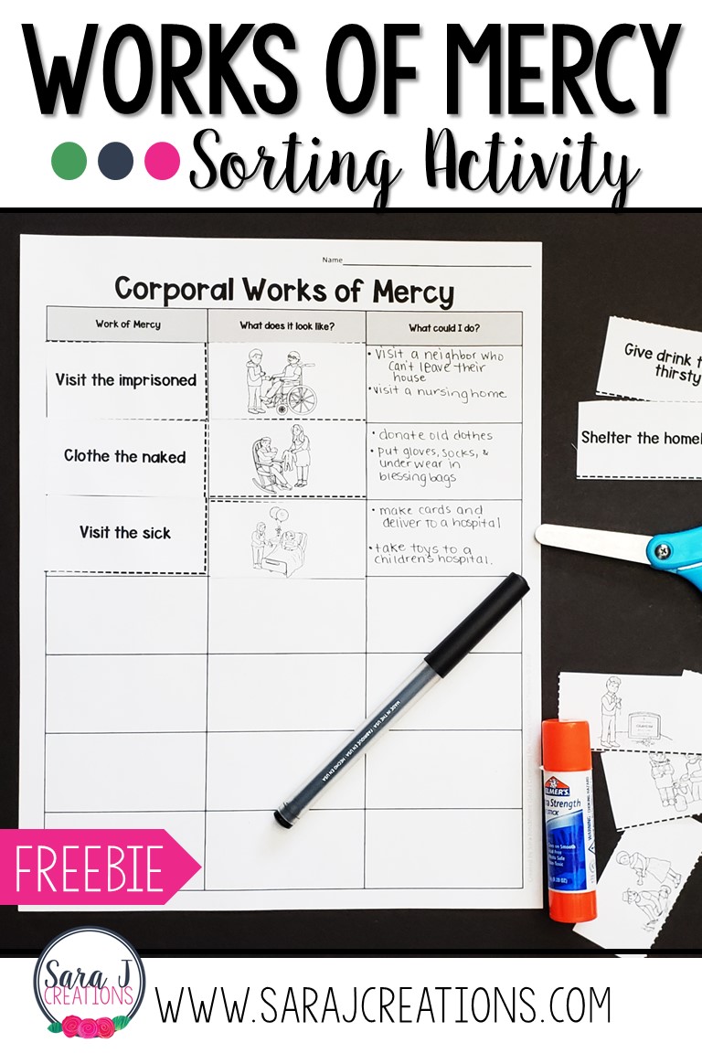 Corporal and Spiritual Works of Mercy Sorting Activity | Sara J Creations