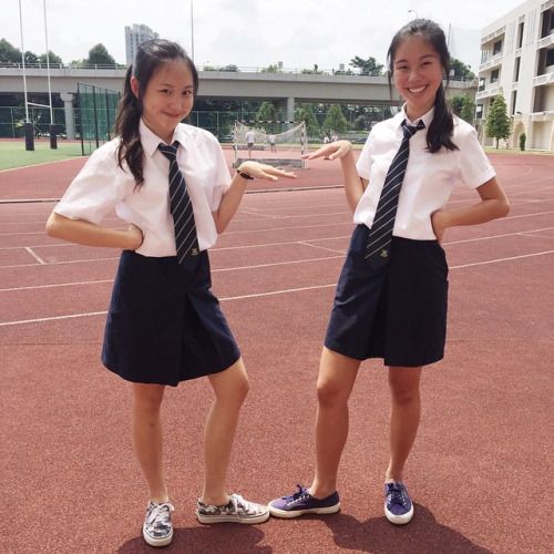 Uniform cheating asian outdoor