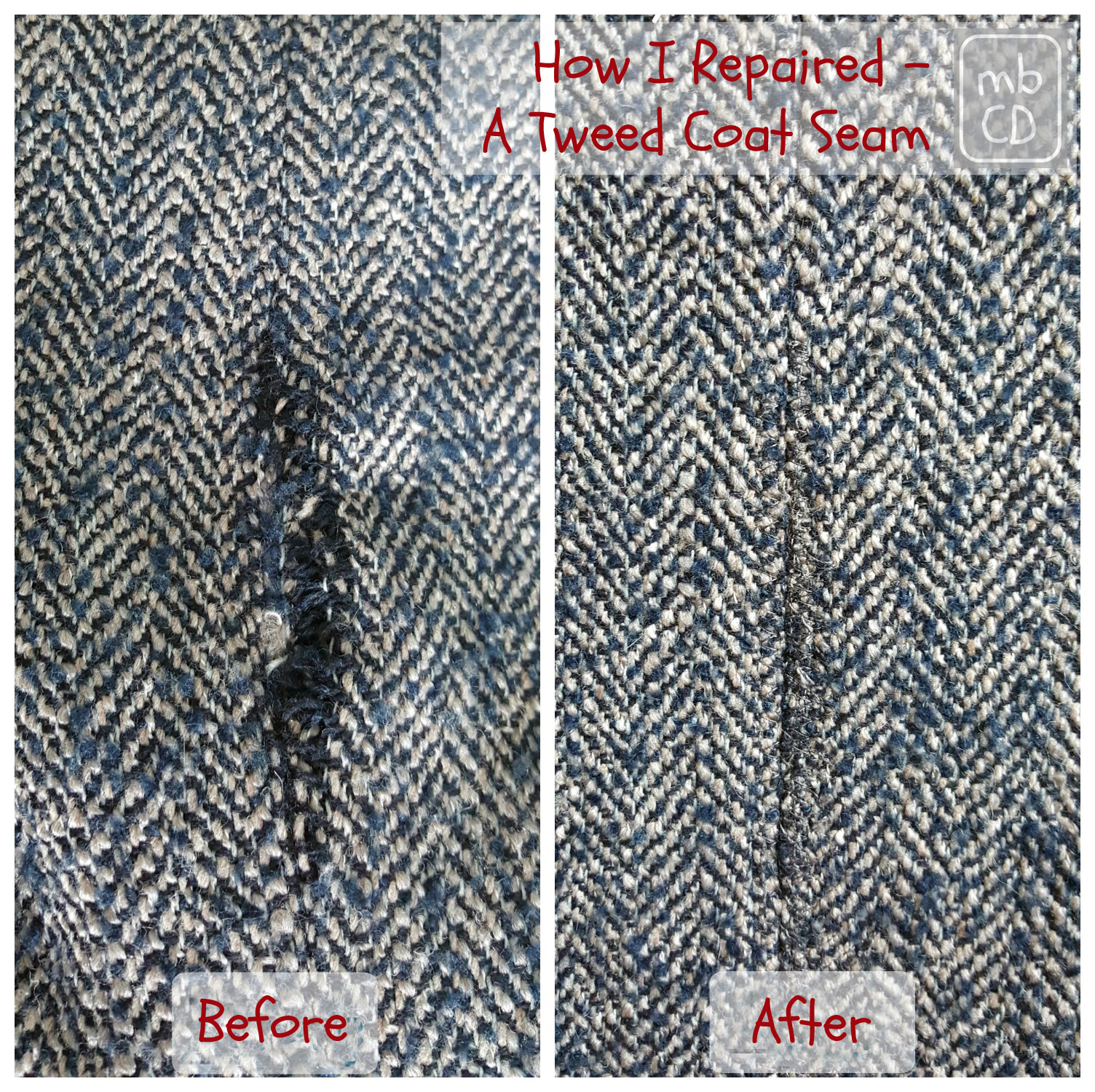 Chris Dodsley mbCD How I Repaired A Tweed Coat Seam