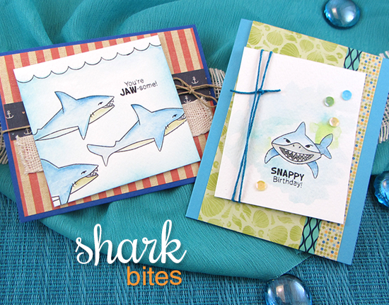 Jaw-some Cards by Jennifer Jackson | Shark Bites Stamp set by Newton's Nook Designs