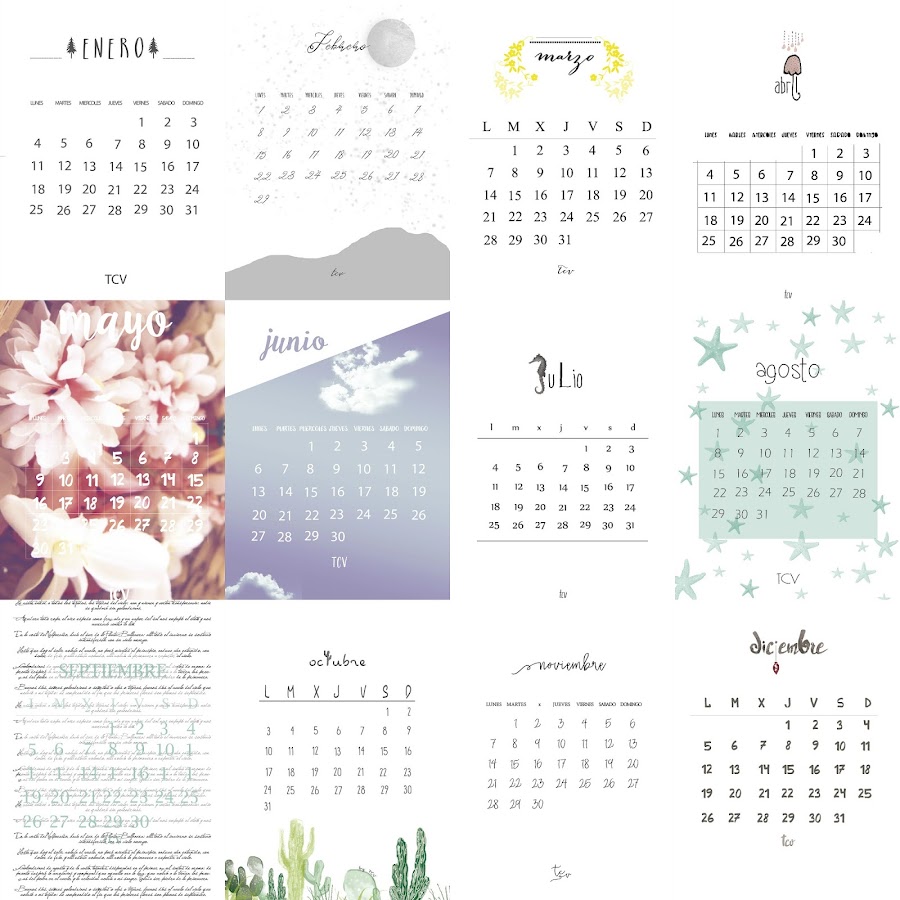 Calendario imprimible 2016