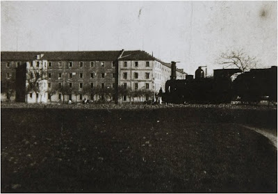 Vías del tren junto al cuartel del Saboya. Fotografías de Leganés. Leganes_1920_tren-junto_saboya