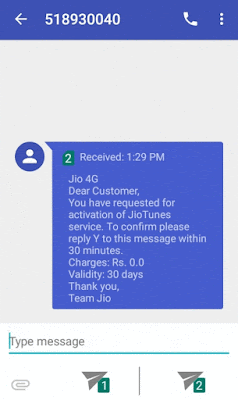 Setup Jiotune via sms Setup Jiotune via sms