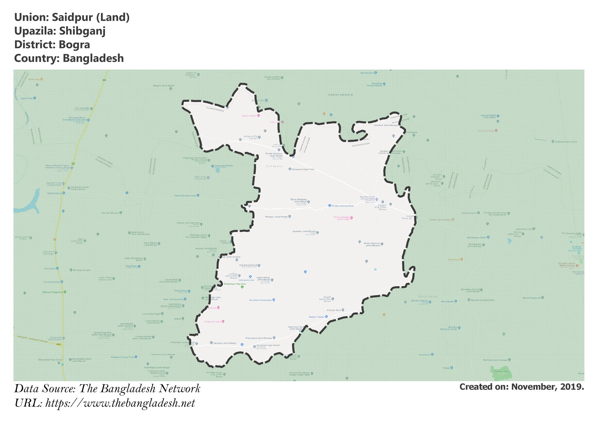 Map of Saidpur of Bogra, Bangladesh.