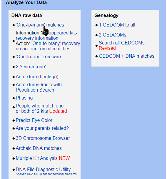 GEDmatch one-to-many GEDmatch one-to-many