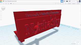 Diseño de estructura con logotipo del proyecto, creada para probar la impresora Ender 3 3D. Diseño de logo NorbaSky realizado con TinkerCad.