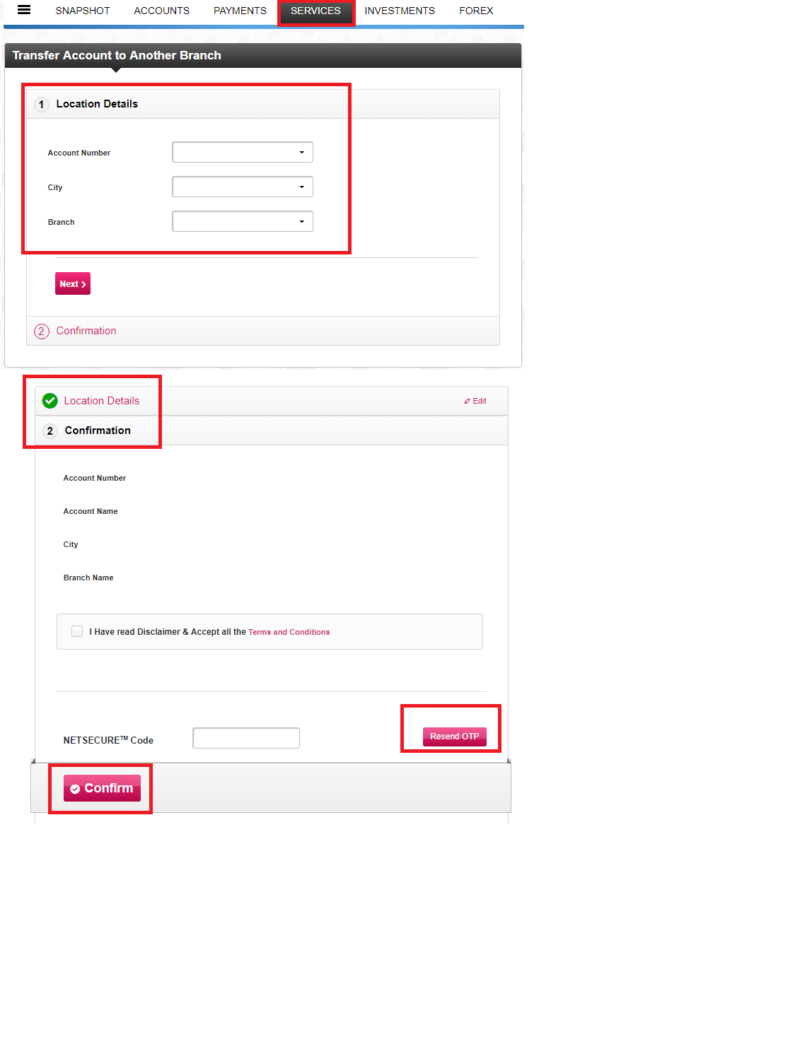 how to transfer axis bank account to your nearest location